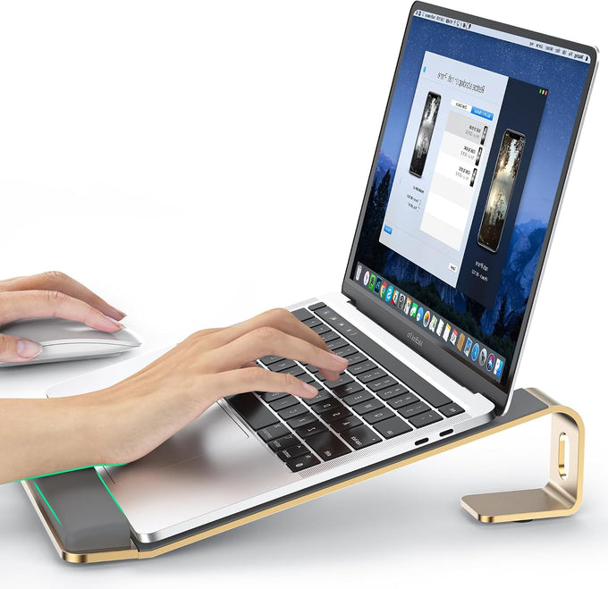 LOXP Laptop Stand for Desk, Aluminum Laptop Riser Holder with Wrist Support