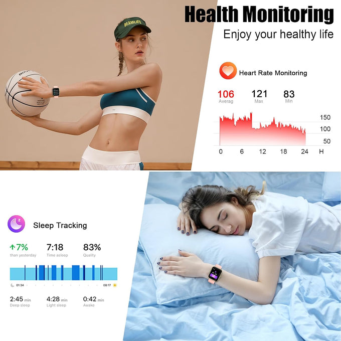 2026 Smart Watch for Men Women (Answer/Make Call), 1.96" HD Fitness Tracker Running Watch, IP68 Waterproof,Pedometer, Sleep/Step/Activity/Heart Rate Monitor,110+ Sport Mode Smartwatch for Android,Pink