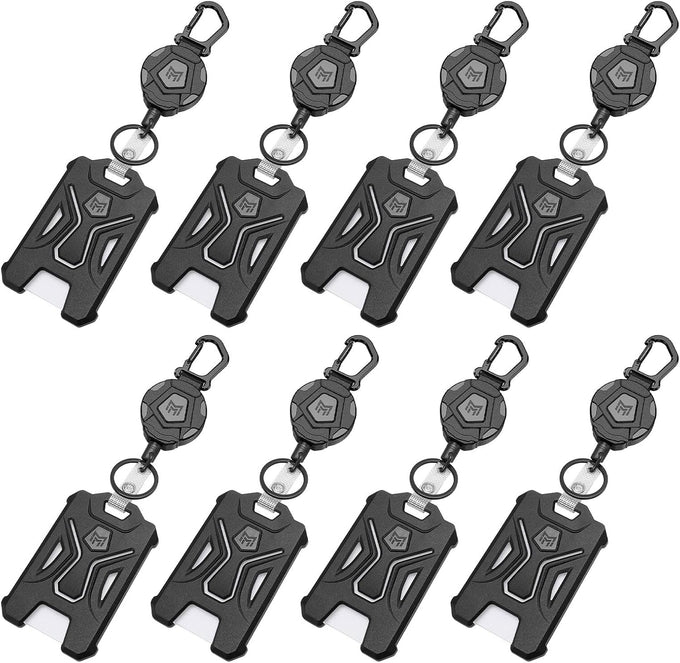 MNGARISTA Retractable Badge Holder,Heavy Duty Carabiner Clip Keychain Badge Reel,Tactical ID Card Key Holder with 31.5" Retractable, Black
