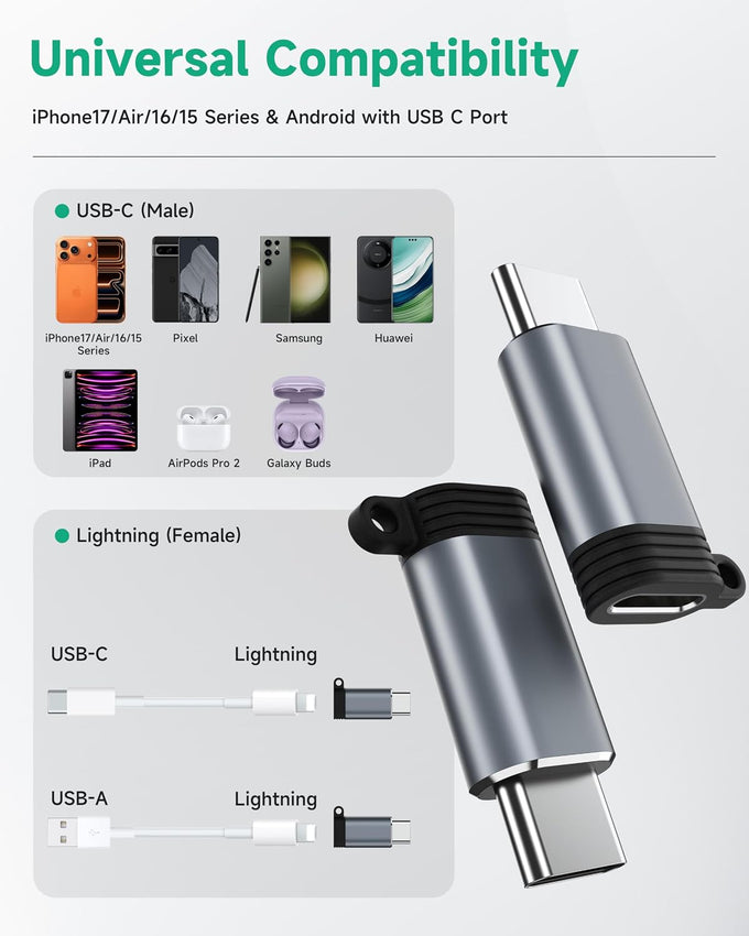 LERTOSEN Lightning to USB C Adapter 4 Pack