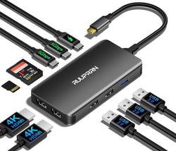10 in 1 Laptop Docking Station Dual Monitor for Laptop, 4K USB C Hub Dock