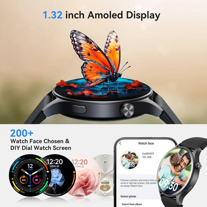 aeac Smart Watch for Men Women, Answer/Make Call, 1.32'' AMOLED Screen
