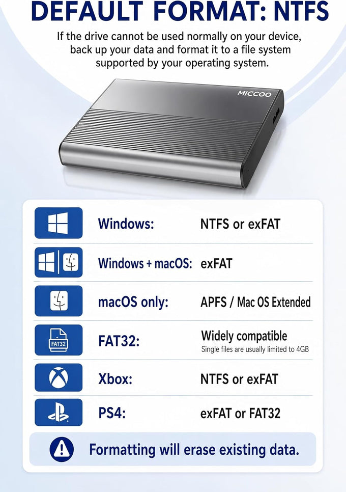 500GB External Hard Drive, Portable HDD Expansion Storage