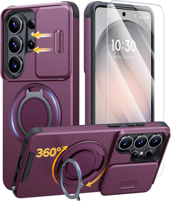 JAME for Samsung Galaxy S26 Ultra Case with Ring Stand & Slide Camera Cover