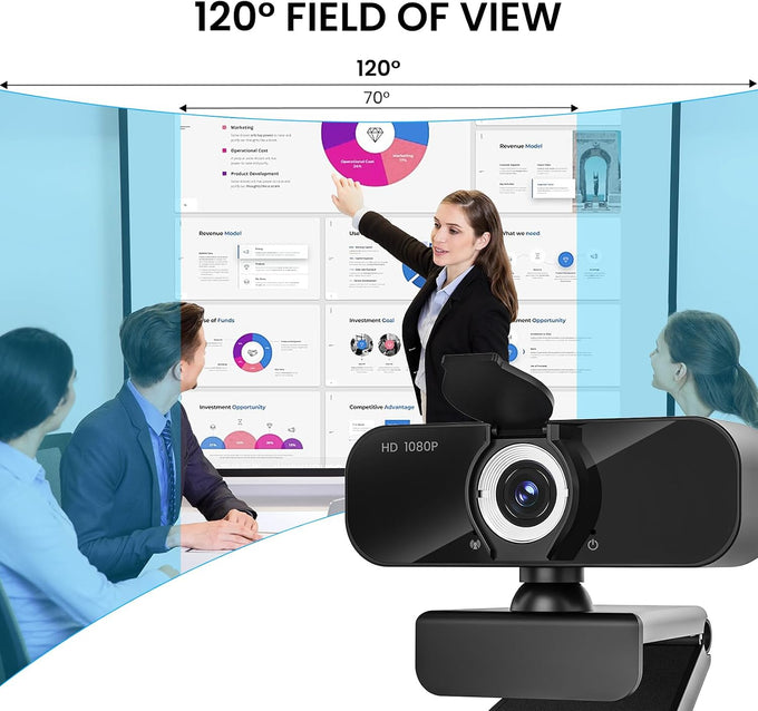 1080P Full Webcam with Microphone, Privacy & Safety Protection, USB HD Computer Web Camera, Plug and Play, for Laptop, Teams, Desktop, Conferencing and Video Calling, 2026 Version(Black)