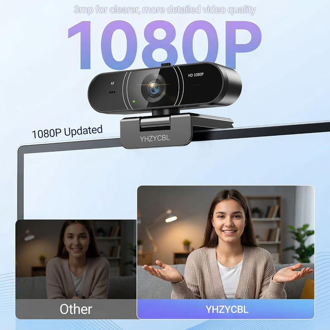 1080P HD Webcam with Microphone ,USB HD Computer Web Camera Auto Focus