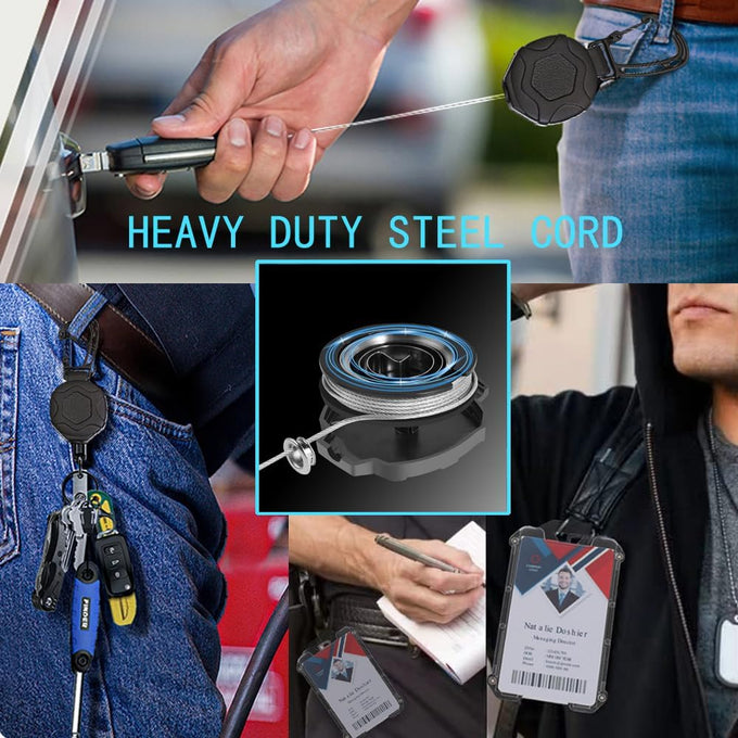 2-Pack Badge Holder Retractable Clip Heavy Duty Carabiner Badge Reel
