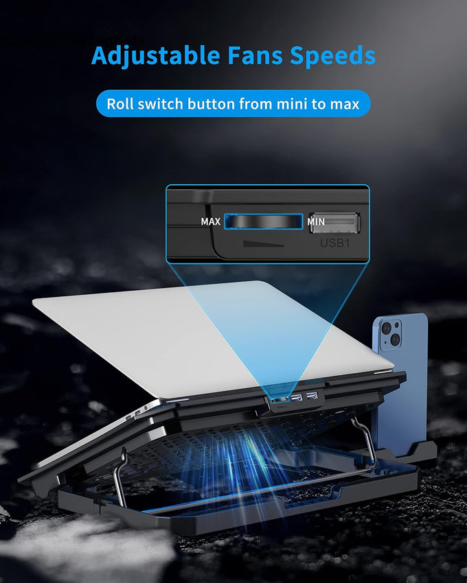 AICHESON Laptop Cooling Pad for 12-15.6 Inch, 6 Cooler Fans, Blue Lights