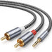 JSAUX RCA to 3.5mm Cable 6.6ft, 2RCA Male to Aux Audio Adapter HiFi Sound
