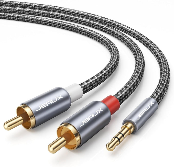 JSAUX RCA to 3.5mm Cable 6.6ft, 2RCA Male to Aux Audio Adapter HiFi Sound