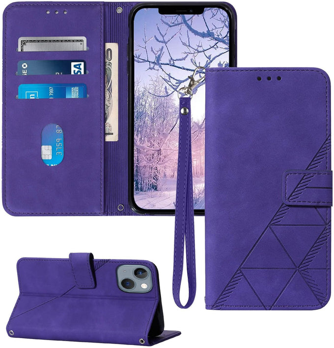 Wallet Case with Wrist Strap for iPhone 13/14 (Black)