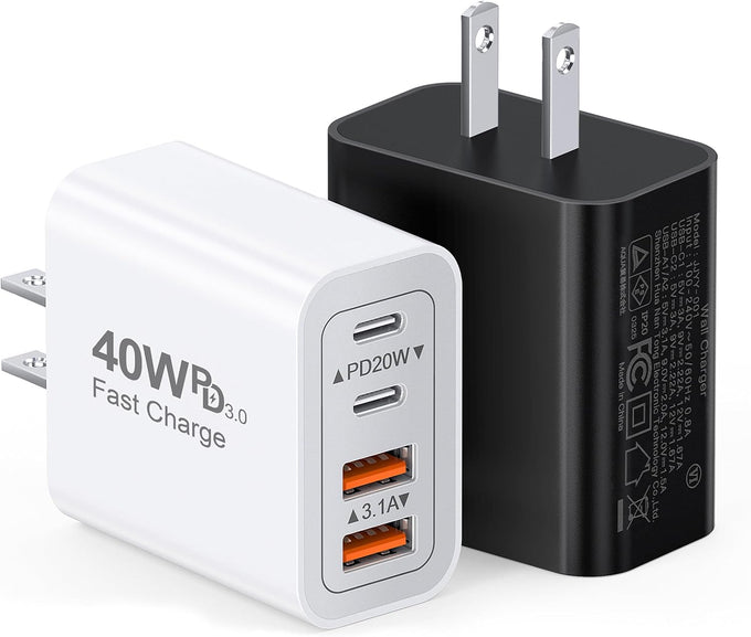 [2-Pack] 40W USB C Charger Cube Fast Charging Block Multiport Wall Plug
