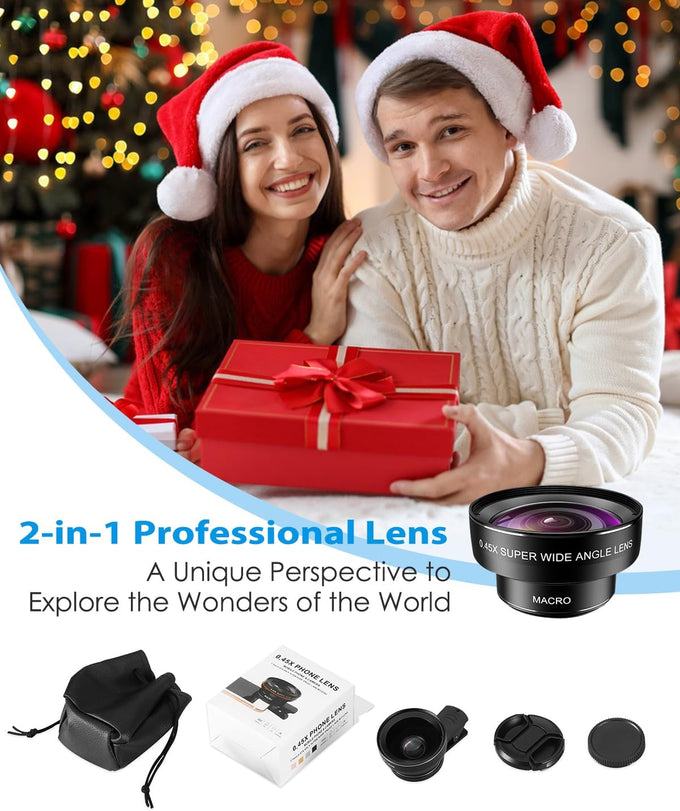 AMIR Phone Camera Lens, 0.45X Super Wide Angle & 15X Macro Lens Kit