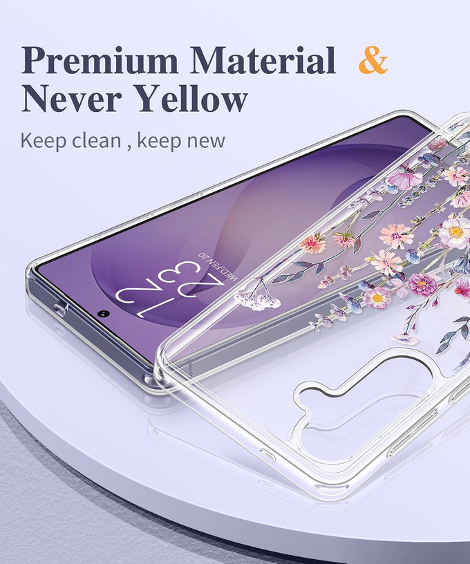 GVIEWIN for Samsung Galaxy S26 Case Floral Clear Slim Non-Yellowing