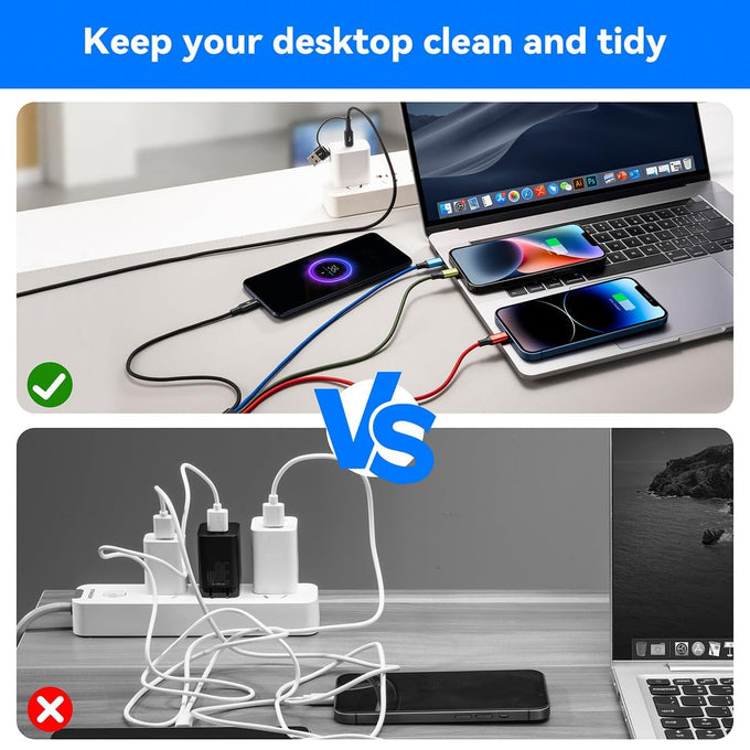 Minlu 6 in 1 Multi Charging Cable, USB A/USB C Charger Cable, 2 Pack 6Ft