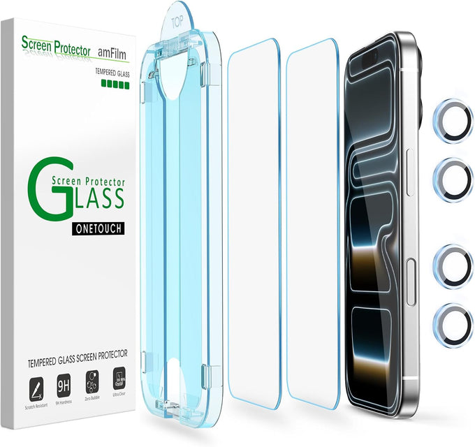 amFilm OneTouch for iPhone 16 Pro Screen Protector 6.3'' Tempered Glass