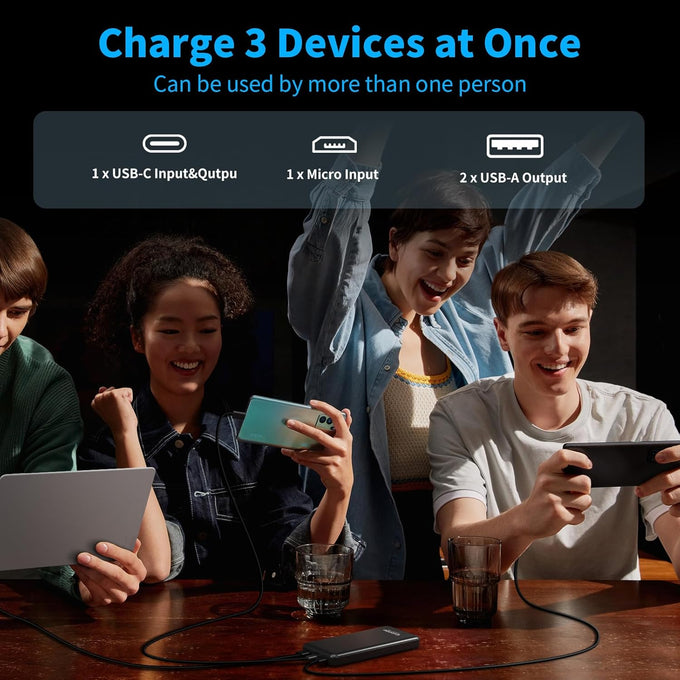 2 Pack Portable Charger, 10000mAh Power Bank, Travel Battery Pack