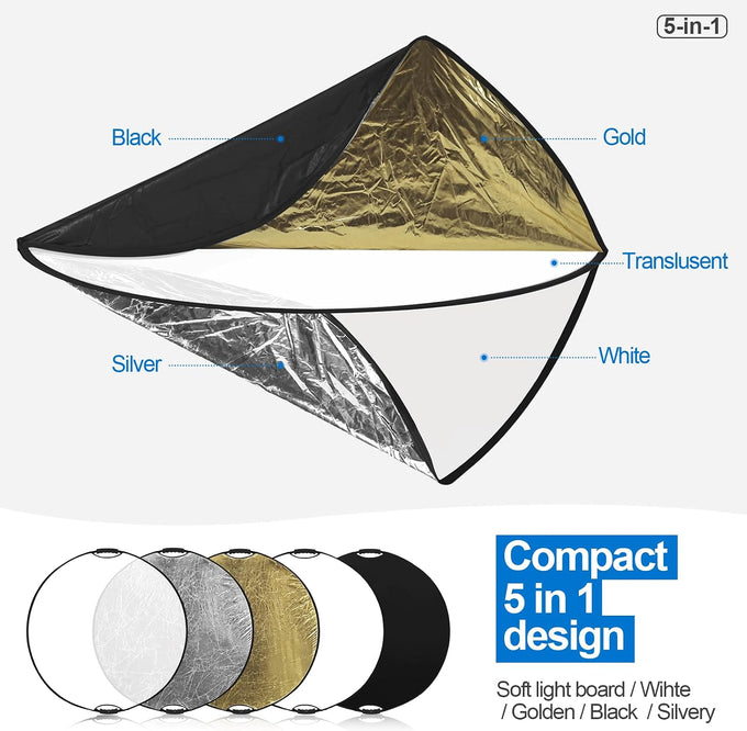 WELLMAKING 32'' Reflector Photography with tilt Adapter for Studio Outdoor