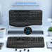 EAYBLLY 2.4G Wireless Ergonomic Keyboard, Full Size Wave Keys with Memory Foam Wrist Rest & 7.28in Phone Holder, USB-C Adapter Included for Windows Mac Chrome OS, Office or Home (Black)