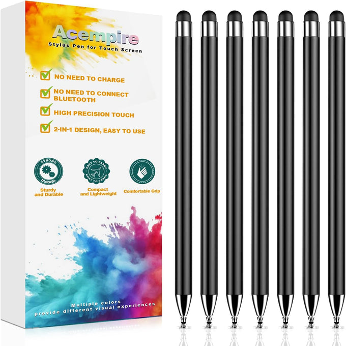 Stylus (7 Pcs), 2-in-1 Stylus Pen for Touch Screen, High Precision and Sensitivity, Suitable for iPad/iPhone/Samsung/Android Smartphone and Tablets, Compatible with All Touch Screen (Multicolor)