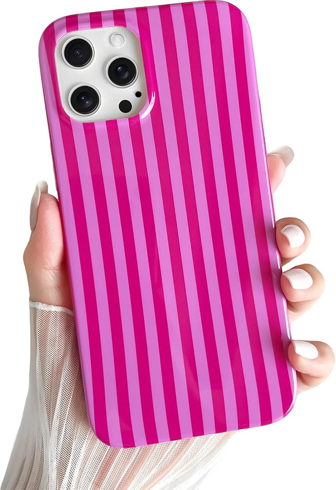 Yeddabox for iPhone 17 Pro Case Cute Striped Phone Case Soft TPU Slim Shockproof Phone Cover for Women Girls, Pink