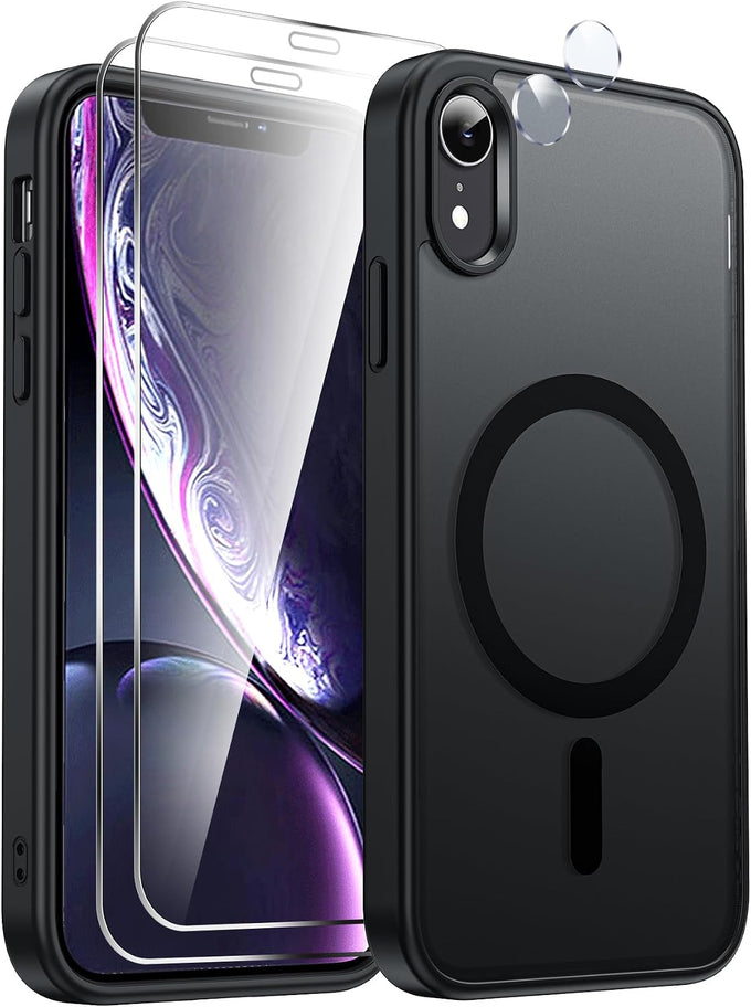LeYi for iPhone-XR Phone Case with Screen Protector X2 Camera Cover Black
