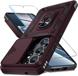 for Samsung Galaxy S26 Ultra Case Built in Slide Camera Cover,Wine Red