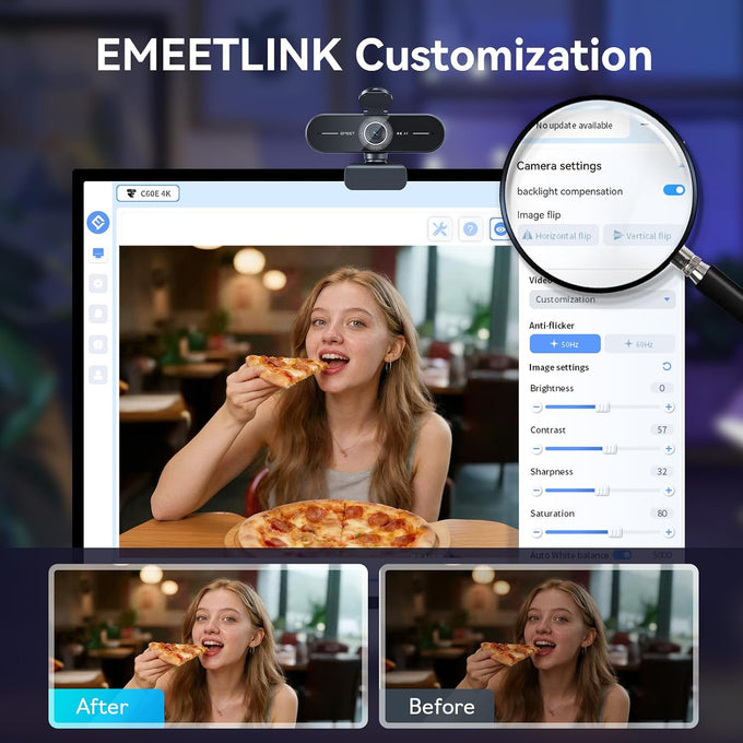 EMEET C60E 4K Webcam for Streaming & Gaming，PDAF Autofocus