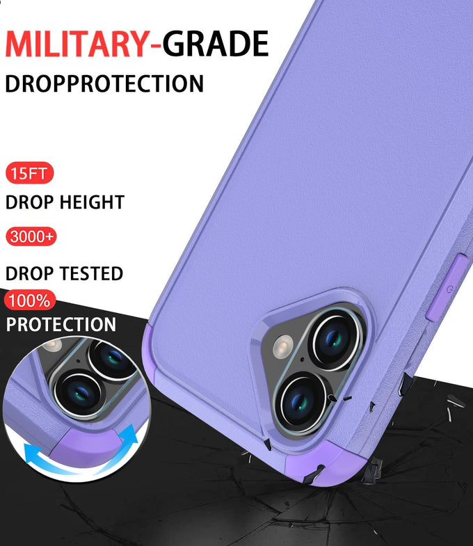 Diverbox for iPhone 16 Case [Shockproof] [Dropproof] [Tempered Glass Screen Protector + Camera Protectors] Heavy Duty Protection Phone Case Cover for Apple iPhone 16 (Purple)