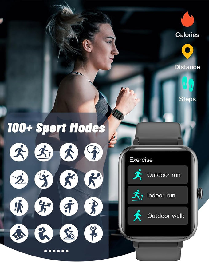 GRV Smart Watch for Men Women, Bluetooth Call, for iPhone Android Black