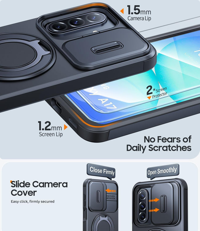 JAME for Samsung Galaxy A17/A16 5G Phone Case with Stand Slide Camera Cover