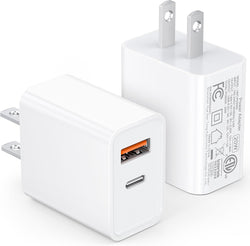 [2 Pack] 20W USB C Charger Block Fast Charging Dual Ports Adapter