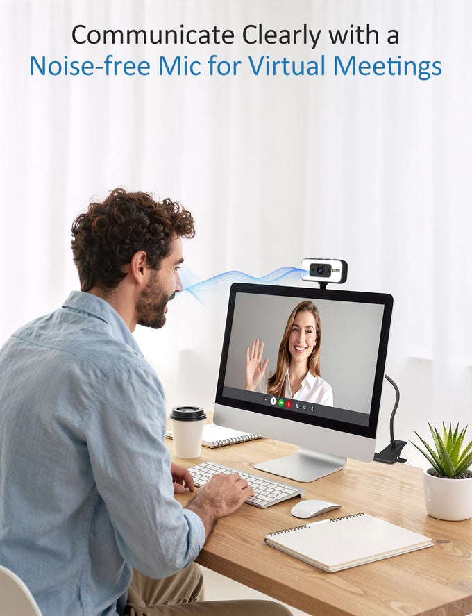 4K Webcam for PC with Light, PDAF Autofocus and Mic for PC Streaming