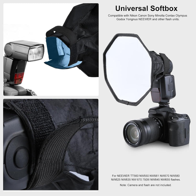 Flash Diffuser Light, TzezFoz Portable Camera Flash Softbox 8inch Mini Soft Flash Light Diffuser for Speedlight Macro Jewelry Insect Photography Accessories