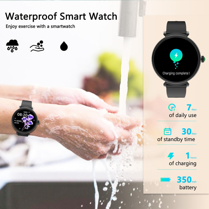 Smart Watch for Women with Answer/Make Call,1.27" HD Waterproof with DIY Faces,Fitness Tracker Smart Watch with Heart Rate,SpO2,Sleep Monitoring Compatible with iOS/Android