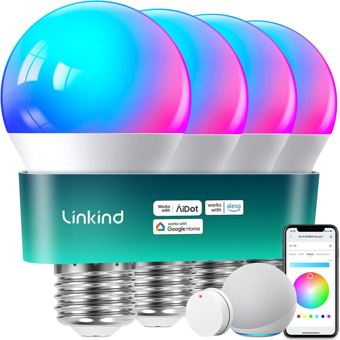 Linkind Smart Light Bulbs, Work with Alexa, Google Home, AiDot