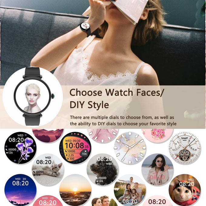 Smart Watch for Women with Answer/Make Call,1.27" HD Waterproof with DIY Faces,Fitness Tracker Smart Watch with Heart Rate,SpO2,Sleep Monitoring Compatible with iOS/Android