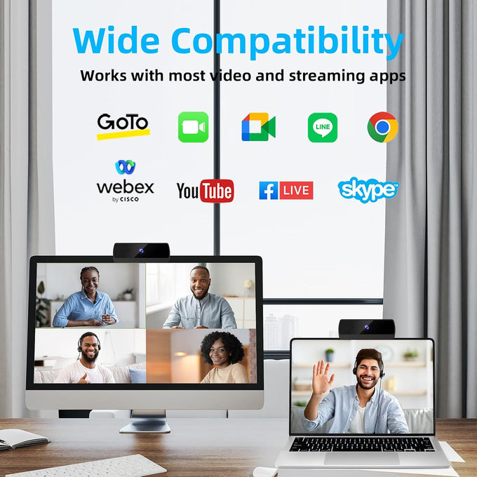 1080P HD Webcam with Microphone, Streaming Computer Camera for Laptop PC