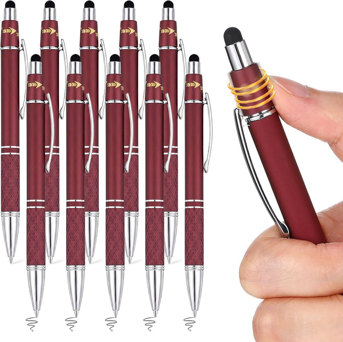 10 Pcs Basic Fidget Pen, Multicolor 2-in-1 Stylus Ballpoint Pen