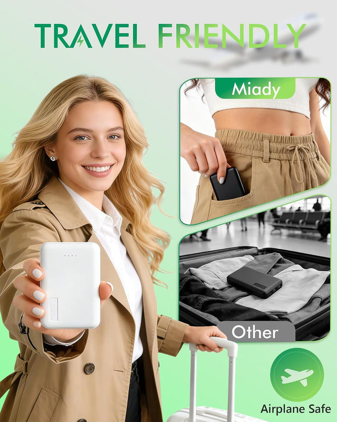 Miady 2-Pack Small Portable Charger 5000mAh Power Bank Travel Battery Pack