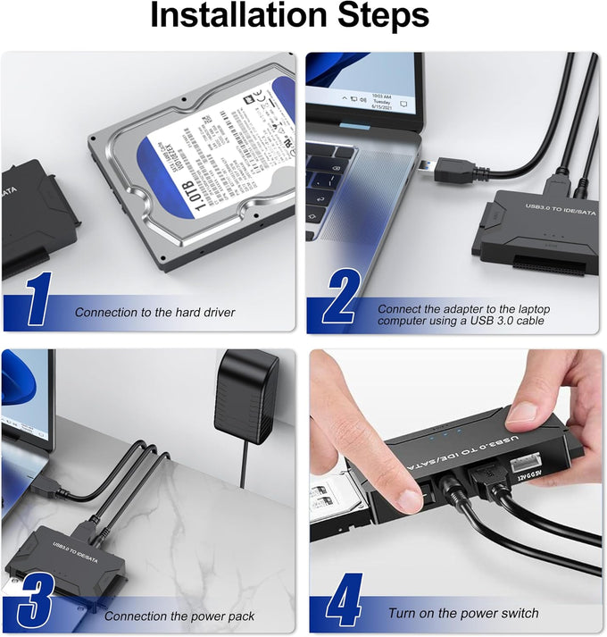 Hard Drive Reader USB 3.0 & Type C to SATA IDE Adapter, Data Transfer Kit