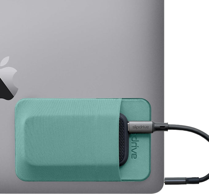 Slipdrive - Portable Hard Drive Sleeve for Laptop - SSD Solid State Drive - Reusable Adhesive - Stick on External Hard Drive Carrying Case - Pocket Pouch (Small, Black)
