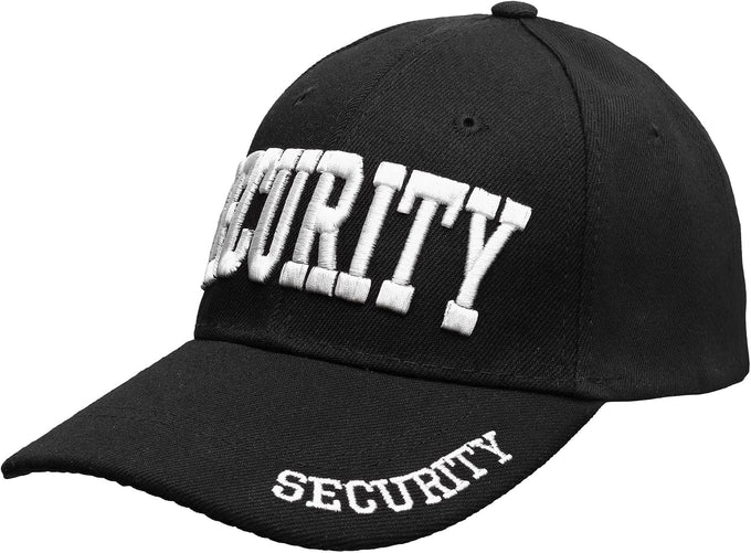 Falari Security Hat Baseball Cap - Gold or White Embroidery Security Front, Bill & Back - Adjustable Size