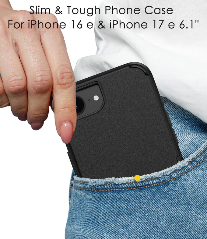 Diverbox for iPhone 16e Case & iPhone 17e Case - Compatible with MagSafe,Shockproof Dropproof with Screen Protector,with Port Protection,Slim & Tough Phone Cover (Black)