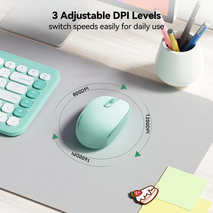 TECKNET Compact Ambidextrous Wireless Mouse for Laptop Mint Green