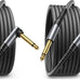 JSAUX Guitar Cable 10 ft, Amp Cord for Electric Guitar/Mandolin/Bass, Pro Audio Instrument Cable with 1/4" Tips(TS Port) Right Angle to Straight-Gray