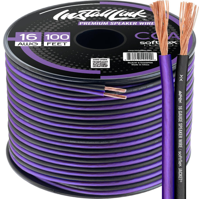 Install Link 16 AWG Gauge Speaker Wire (100 Feet) Car or Home Theater (CCA)