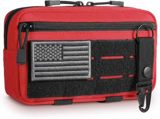 FRTKK Tactical Molle Admin Pouch Utility Laser Cut EDC Tool Pouch Bag Horizontal Modular Pouches Include US Flag Patch and Keychain