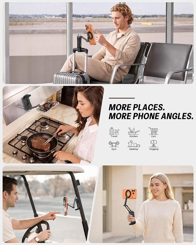 OMOTON TP02 Magnetic Phone Tripod for MagSafe, 360° Pivot, Clamp & Stand