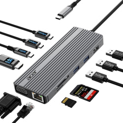 Acer 11 in 1 USB C HUB Multiport Adapter 10Gbps, 4K@60Hz HDMI for Laptop